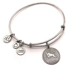 Alex and Ani Aries Zodiac Charm Bracelet Silver Finish - Expands 2"- 3.5"